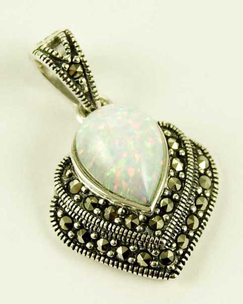 Silver Pendant Marcasite Opal