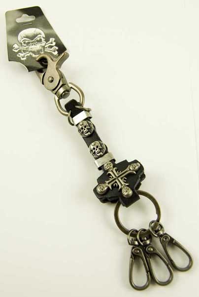 Keyring Cross And Skulls
