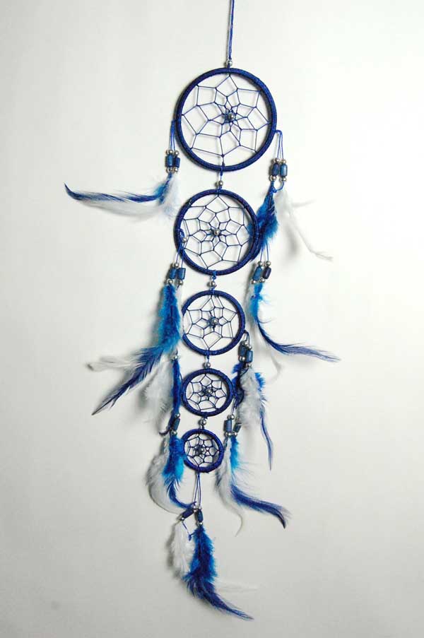 Dream Catcher 5 Circles Blue