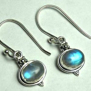 Silver Earring Oval Rainbow