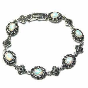 Silver Bracelet Marcasite Opal