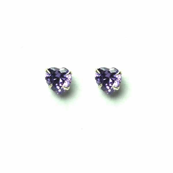 Silver Earring Heart Amethyst