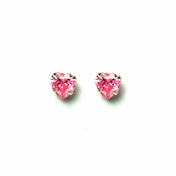 Silver Earring Heart Rose CZ