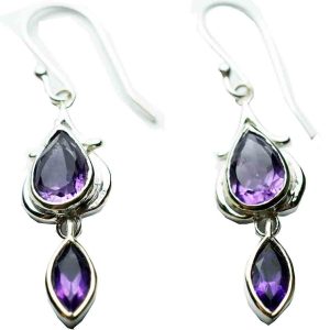 Silver Earring Double Amethyst