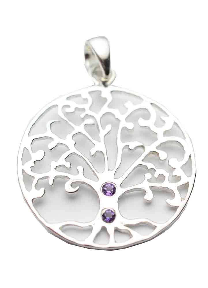 Silver Pendant Tree Amethyst