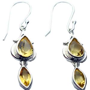 Silver Earring Double Citrine
