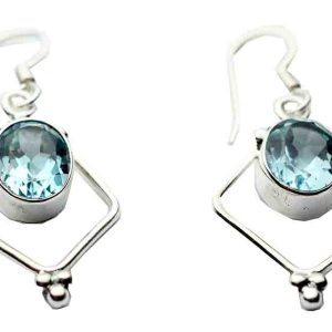 Silver Earring Flat Topaz