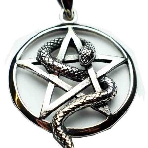 Silver Pendant Snake Pentagram