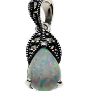 Silver Pendant Marcasite Opal