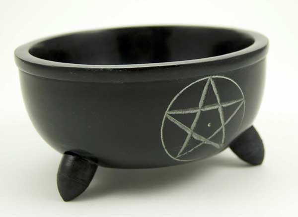 Burner Bowl Resin Pentagram Design Black 5 Inch