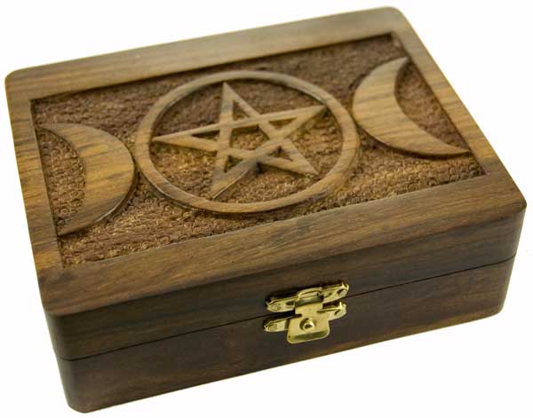 Box Wooden Carved Moons