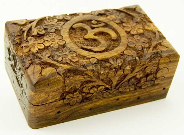 Box Wooden Carved Om 5X3 Inch