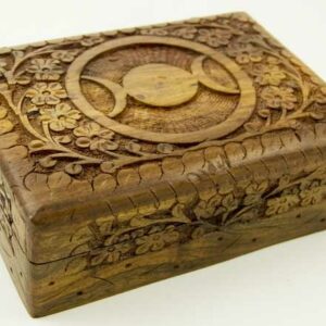 Box Wooden Carved Pagan 7X5 Inch