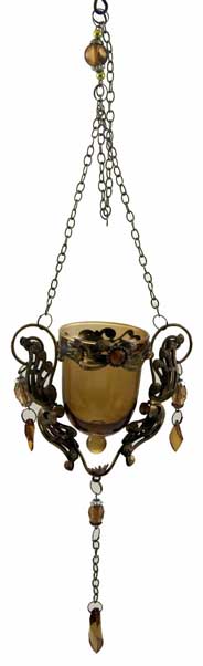 Candle Holder With Hanging Glass