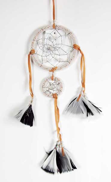 Dream Catcher Beaded 2 Circles Natural 8cm