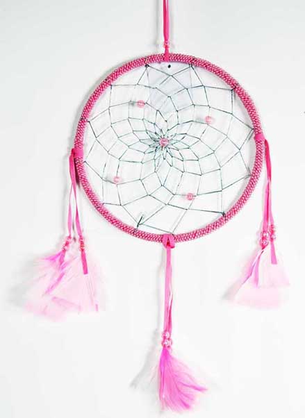 Dream Catcher Beaded Pink 18cm