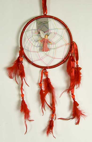 Dream Catcher With Angel Red 6 Inch