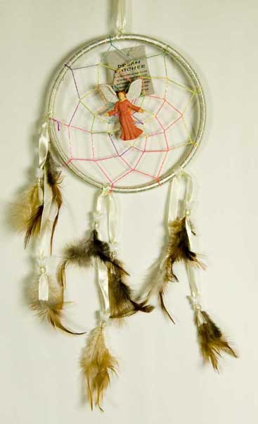 Dream Catcher With Angel White 6 Inch