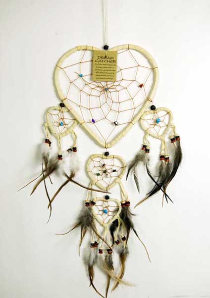 Dream Catcher Natural With Hearts 16CM