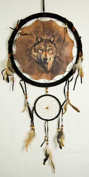 Dream Catcher Wolf Face 13 Inch