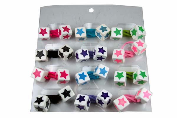 Hair Bobble Stars Assorted Colours 12pcs