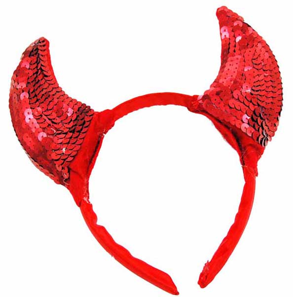 Head Band Devil Horns Red With Sequins