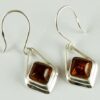 Earring Amber Square Diamond Cut Cognac