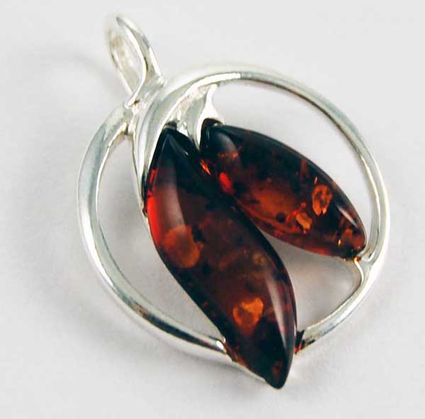 Pendant Silver Amber Circle