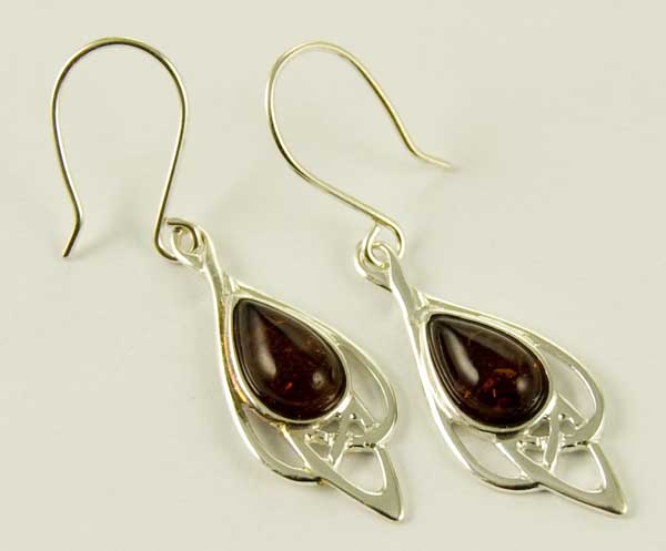 Silver Earring Amber Stone