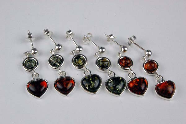 Earring Amber Heart