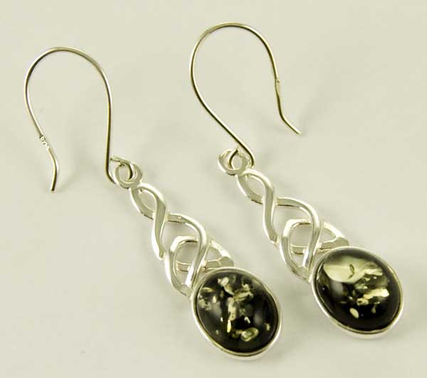 Silver Earring Amber Oval