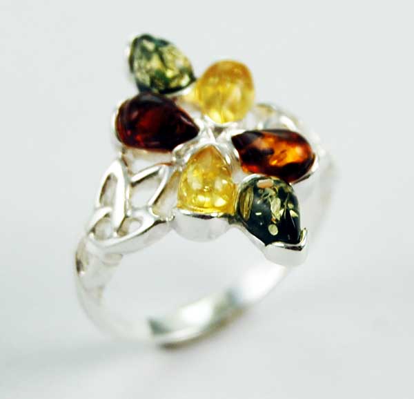 Ring Amber Multiple Stones Multi Colour
