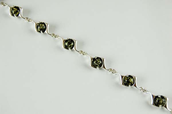 Bracelet Amber Green Circle Stones