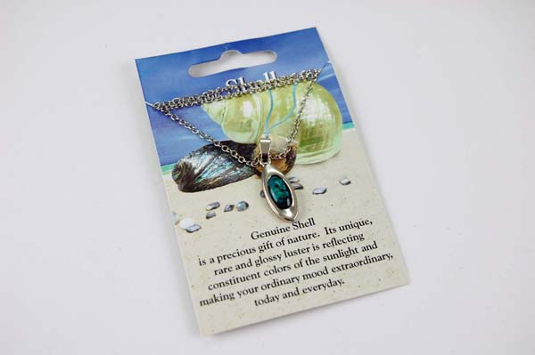 Necklace Shell Oval Blue