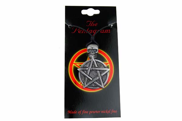 Pendant Pewter Pentagram Skull
