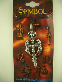 Pendant Pewter Skull On Dagger