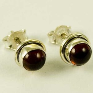 Silver Earring Stud Garnet