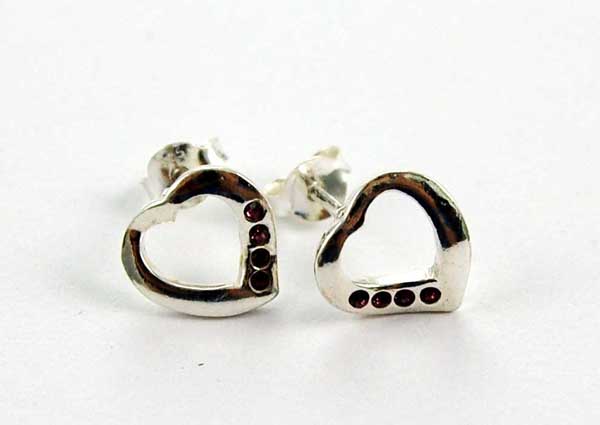 Earring Heart With Four Stones Amethyst