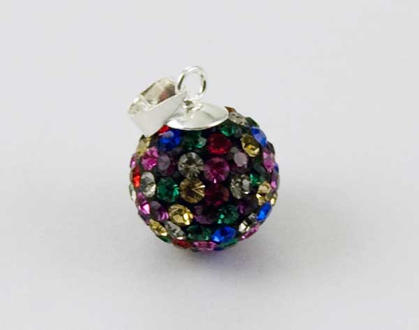 Pendant Silver Ball Black Multi Colour 12mm