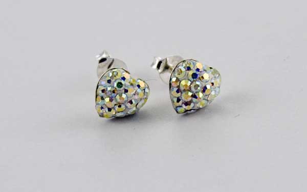 Earring Silver Stud Heart AB