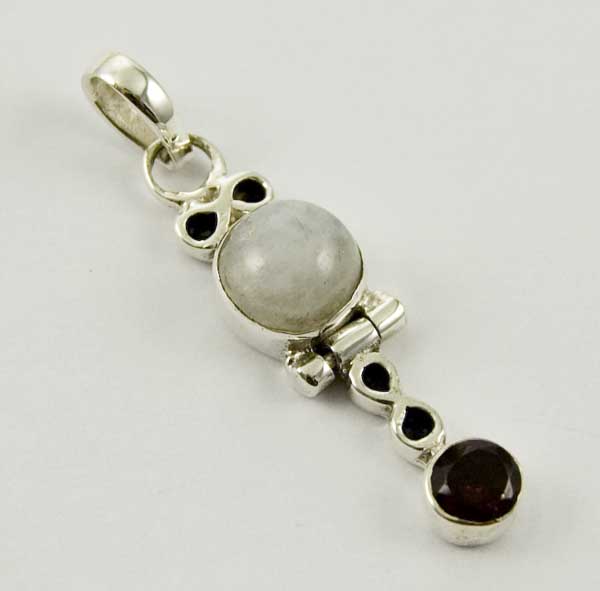 Pendant Silver Circle Drop Rainbow