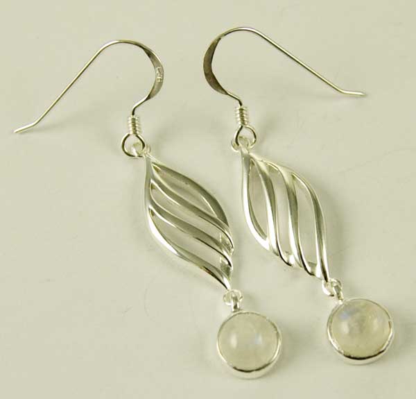 Silver Earring Cut Drop Labradorite
