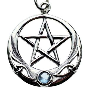 Pendant Silver Pentagram Aqua