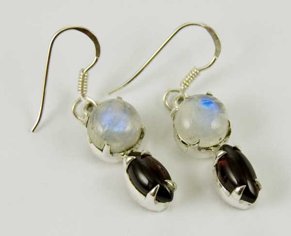 Earring Silver Plain Moonstone