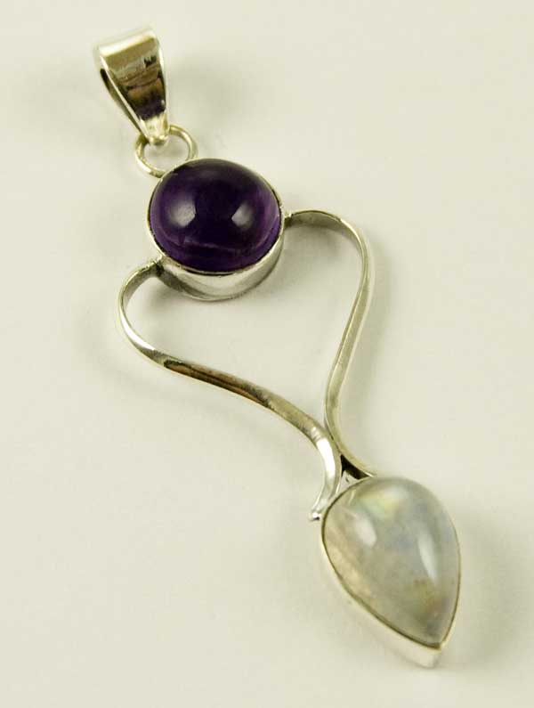 Silver Pendant Double Stone