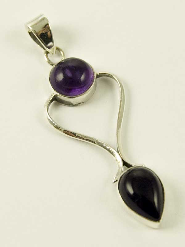 Silver Pendant Double Stone