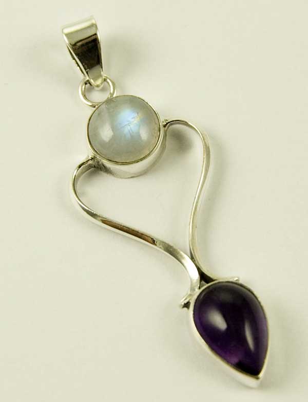 Silver Pendant Double Stone