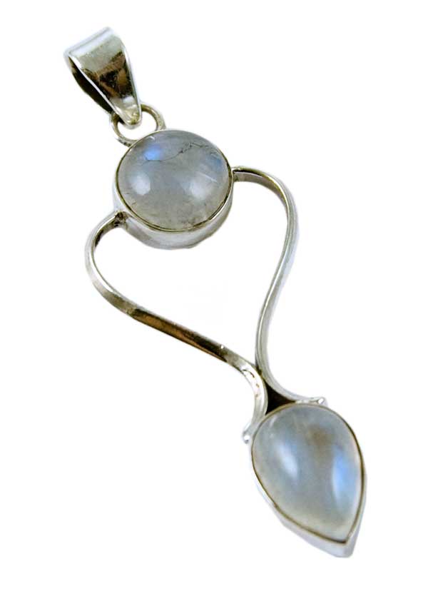 Silver Pendant Double Stone