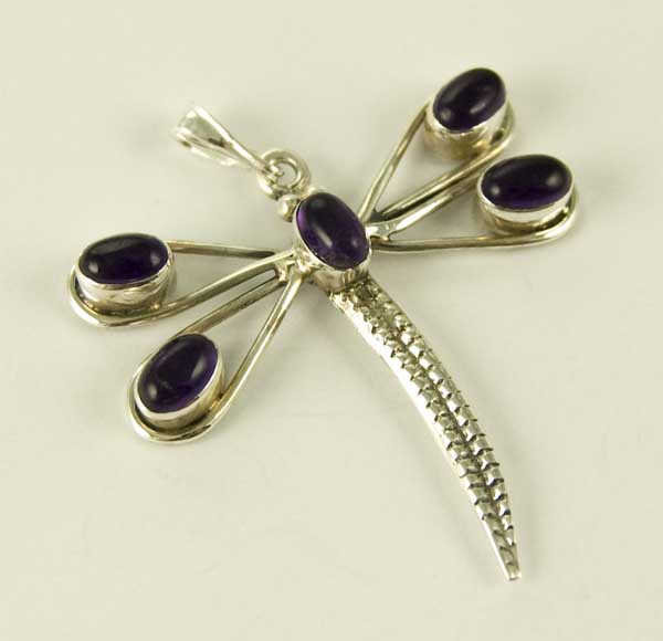 Pendant Silver Dragonfly Amethyst