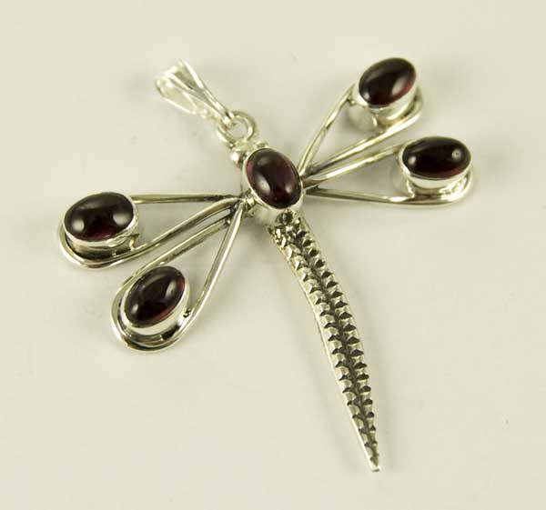Pendant Silver Dragonfly Garnet